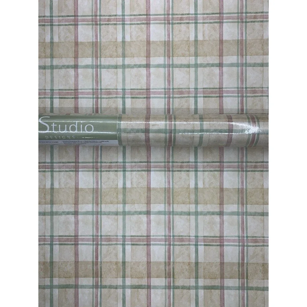 Vintage Brewster Studio Designs Plaid Wallpaper BR29240, 20.5” X 11yds